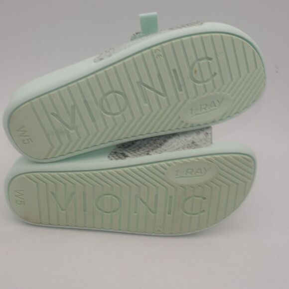 NEW Vionic Keira Women's 5 Orthotic Slide Sandals Green Snake Print Adjustable - Picture 9 of 10